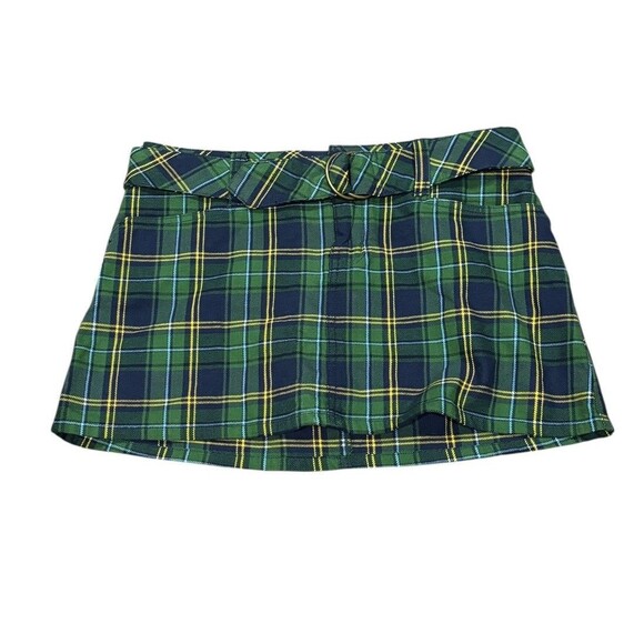 90s Y2K Abercrombie & Fitch Green Taran Plaid Micro Mini Skirt Sz 4 Clueless - Picture 1 of 5